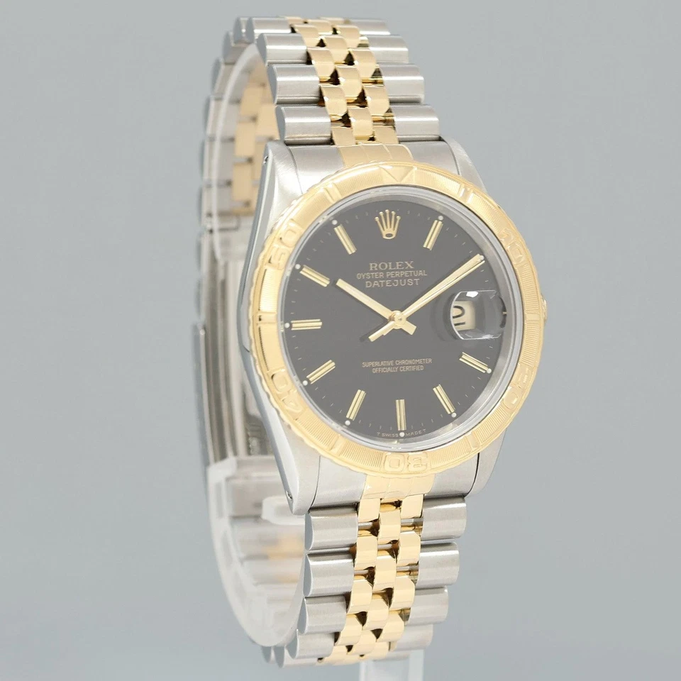 PAPERS Rolex DateJust 16263 Turn-O-Graph Two Tone Gold Black Jubilee 36mm Watch - Image 3 of 4