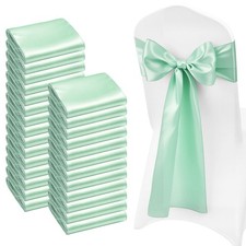 100 Satin Chair Sashes, Light Green, 7x108 Inch, Wedding Reception Decoration