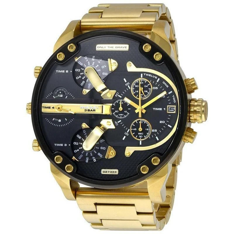 DIESEL Mr. Daddy 2.0 Gold Black Dial Original Chrono Quartz Men's Watch DZ7333