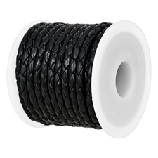 Real/Genuine Round Braided Leather Cord String Rope Folded, Leather Rope for ...