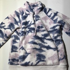 Used Size: XL/14 Athleta Girl Sherpa Pink Camo Pullover Sweater Zipper 2F 