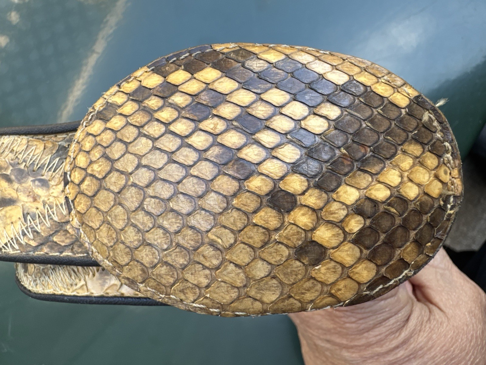 Women's Genuine Python Patchwork & Leather Belt I… - image 3