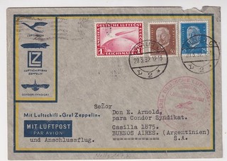dr zeppelin 1st South America trip 1932 Mi 456 on cover Berlin Buenos Aires