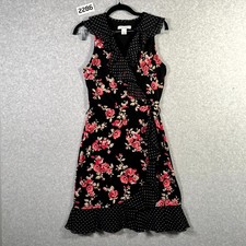 White House Black Market Floral Fit & Flare Wrap Dress Womens 2 Black Floral