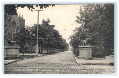 1908 St. James Court Louisville KY, Kentucky Lion Statues Postcard