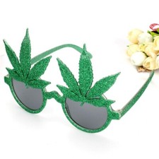 Pack 12 Funny weed sunglasses party supplies New year party Unisex Green Glitter
