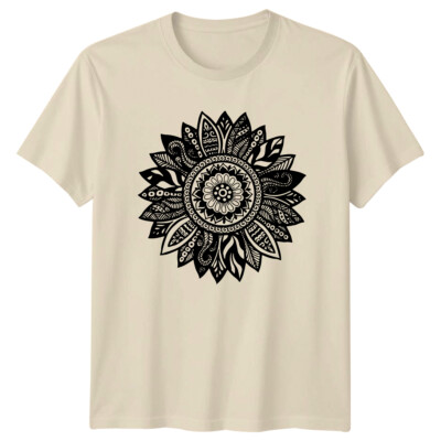 Mandala Blume Natur Kunst T-Shirt, Blumenmuster Tee Geschenk
