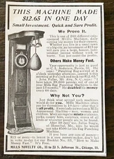 Antique PUNCHING BAG Mills Novelty Strength Test Arcade Machine Vtg1905 Print Ad