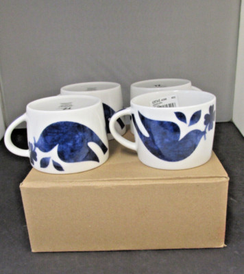 PATTERN NORITAKE 4398 SANDEFJORD  FOUR   BIRD 2 1/2 '' HEIGHT CUPS  /SMALL MUG