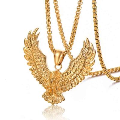 Fashion Men's Eagle Spreads Wings Personalized Stainless Steel Pendant Necklace