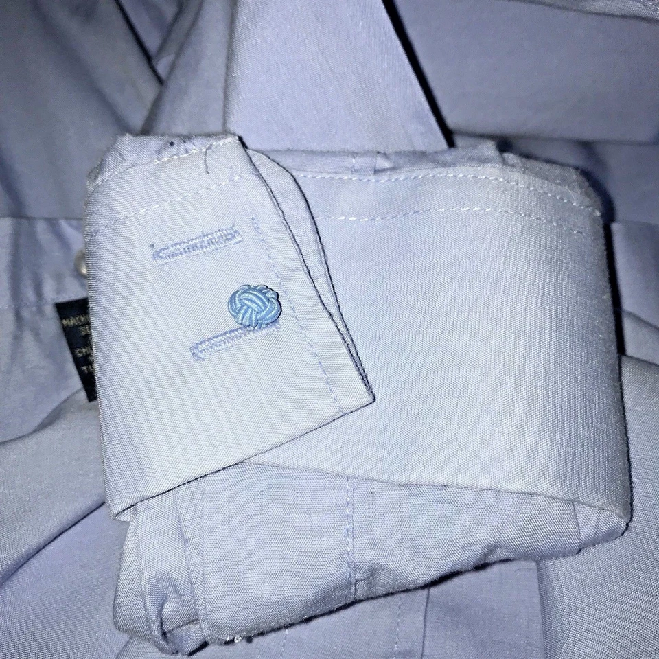 Camisa de vestir Versa abotonada para hombre talla mediana 15 1/2 34/35 azul claro manga larga Foto 4 de 4