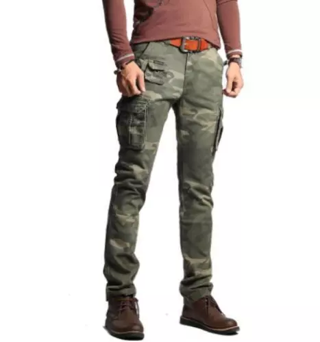 Herren Cargo Militär Hose Arbeiterhose Baumwolle Freizeit Slim Fit Tasche Skinny - Bild 4 von 47