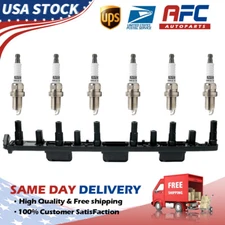 A Ignition Coil & 6X Spark Plugs For Jeep Cherokee Wrangler 01-04 4.0L L6 UF296