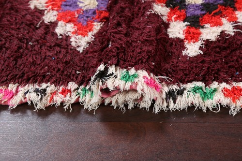 Vintage Thick-Plush Geometric Moroccan Oriental Runner Rug Wool Hand-knotted 3x7 - Picture 11 of 12