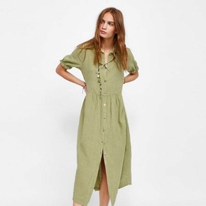 zara linen midi dress