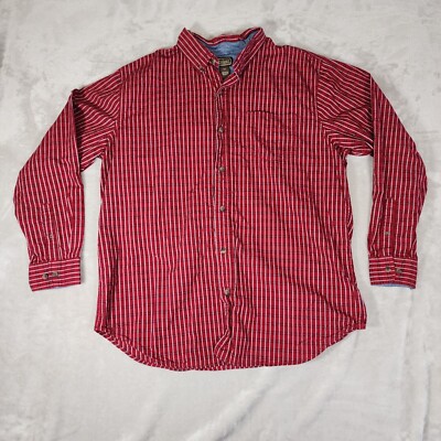 C.E. Schmidt Workwear Shirt Mens XLT Tall Red Plaid Button Front Cowboy Western
