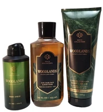 Bath & Body Works Woodlands for Men Body Wash, Body Cream & Body Spray Gift Set