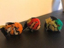 STEIFF LOT 3 POM POM WOOLIE RED GREEN ORANGE FISH