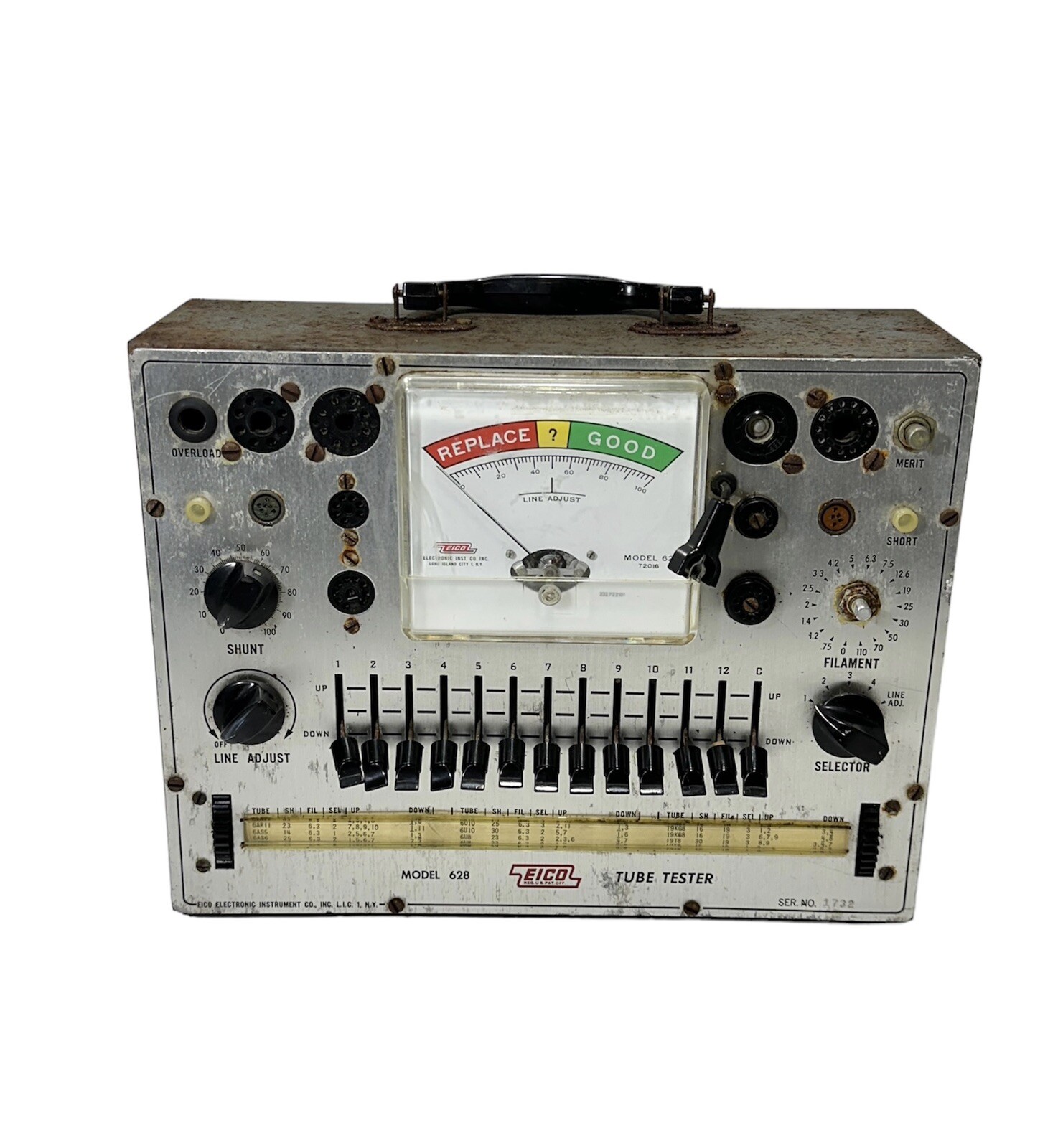 Vintage 1960's EICO Model 628 Emission Tube Tester Power On