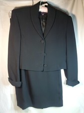 Vintage Ralph Lauren Black 100 Silk Skirt Suit, Size 6 Jkt Sz 8 Skirt 3 Button
