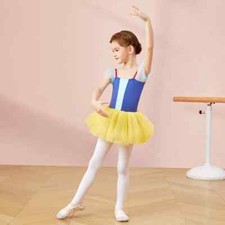 Girls Korean Style Skirt Dress Puff Cotton Short Sleeve Ballet Tutu Splicing