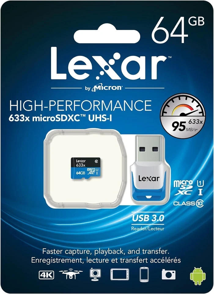 Lexar High-Performance microSDXC 633x 64GB UHS-I/U1 w/USB 3.0 - Image 4 of 4