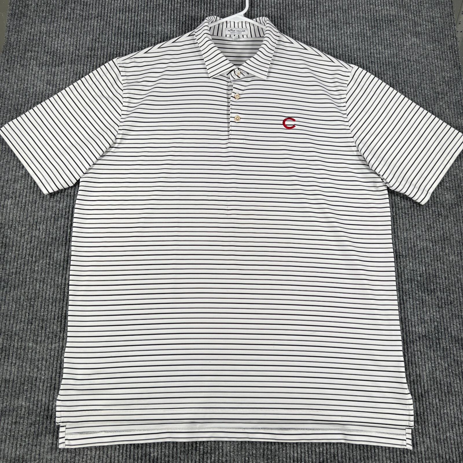 Peter Millar Summer Comfort Polo Shirt Mens XL Extra Large White Striped Golf
