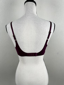 Victorias Secret Bra Womens 32B Red Push Up Gold Hardware Logo Center V Staple