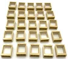 Lego 25 New Tan Windows 1 x 2 x 2 Trans-Clear Glass Town Home House City Parts