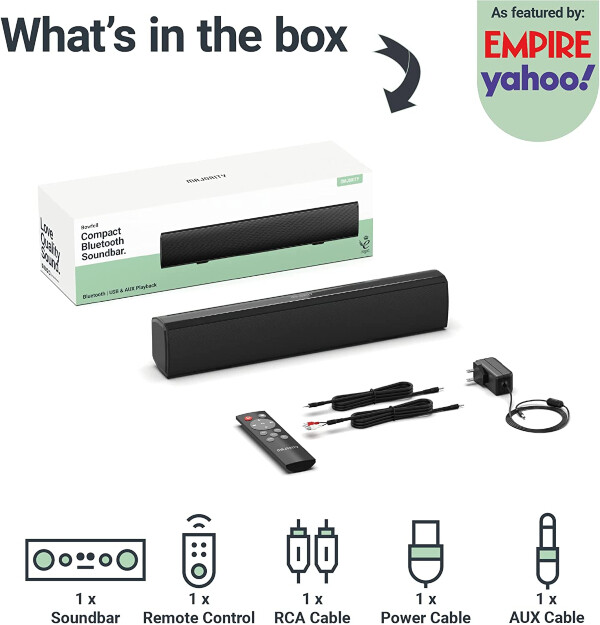 Majority Bowfell Small Sound Bar for TV with Bluetooth, RCA, USB, Opt, AUX Conne