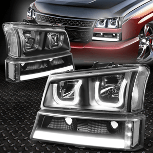 Dual U Halo For 2003 2006 Chevy Silverado Black Clear Headlight Lamp Image Is Loading Dual U Halo For 2003 2006 Chevy Silverado