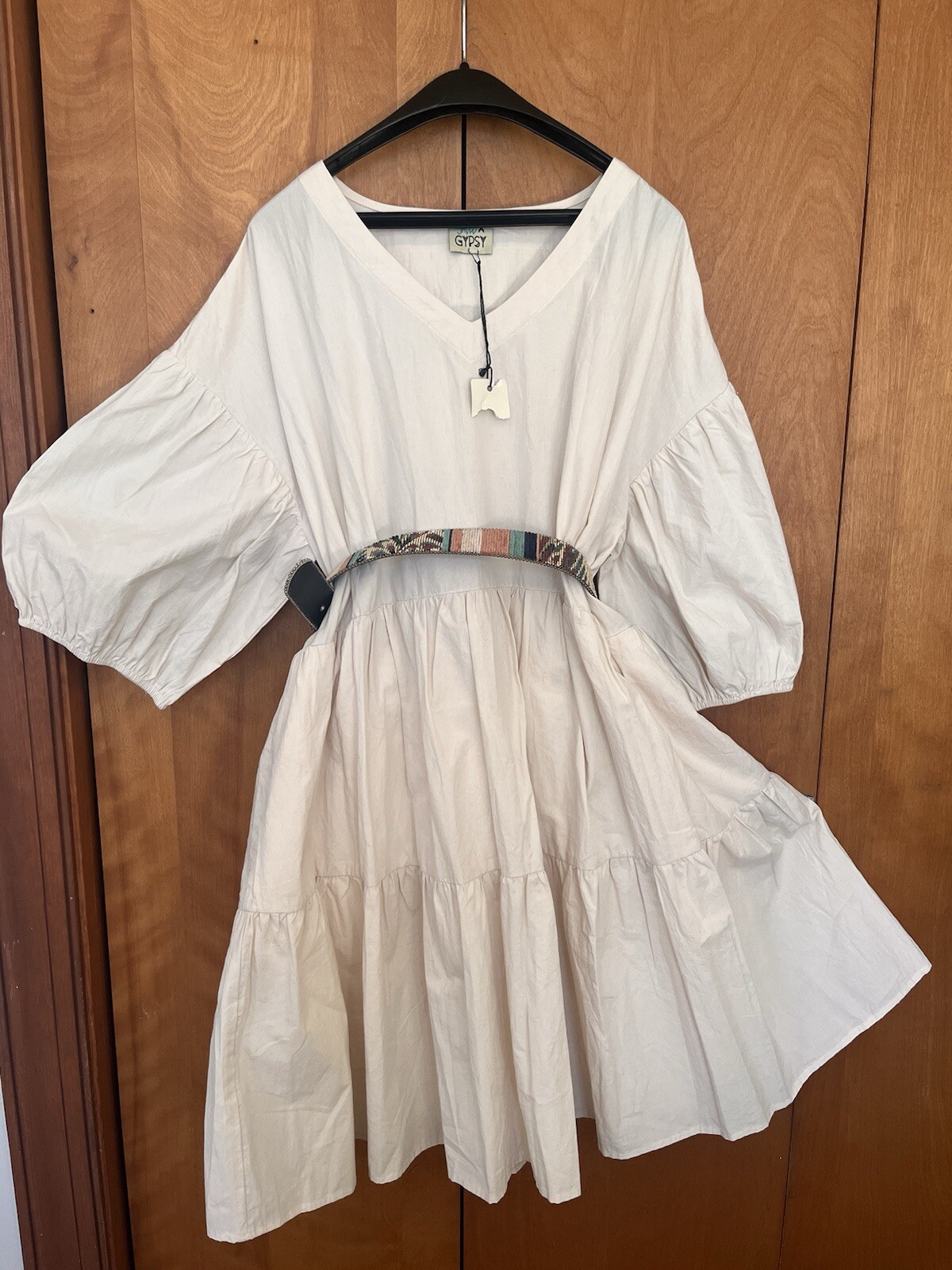 Nuevo con etiquetas Vestido boho, festival, hippy gitano 100 % algodón marfil talla grande para mujer talla grande