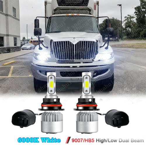 2X 3side 9007 LED Headlight Bulbs Kit For International 4100 4200 4300