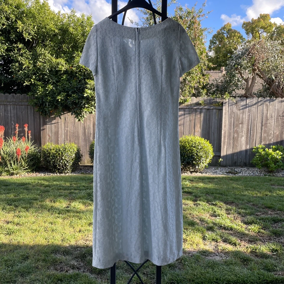 Vestido de fiesta vintage años 60 azul polvo encaje lazo delantero manga corta talla M/L Foto 3 de 3