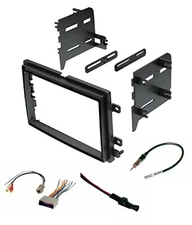 Double Din Dash Kit For Stereo Radio Install with Wire Harness + Antenna + Step 