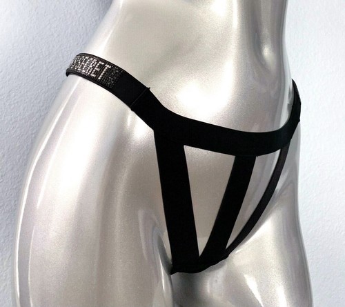 Nuevo con etiquetas Tanga Victoria's Secret Muy Sexy Tirantes Panty Estrás Bling Logo M - Imagen 5 de 5