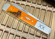 Case XX USA 2024 Persimmon Bone TIGER 1/500 AAA+++ Diamond Razor Barlow Knife
