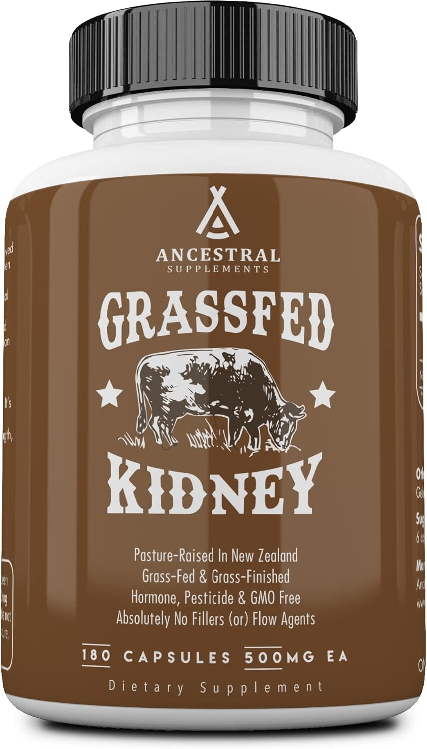 Ancestral Supplements Grass Fed Beef Kidney Supplement, 3000Mg, DAO Enzyme Suppl
