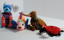 Ty Beanie Baby Lot of 4 1993- 2002 Hodge- Podge- Lips- Beak- Lucky