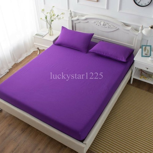 Hotel Collection Fitted Bed Sheet 100%Cotton Blend Single Double King White Gray - Picture 14 of 22
