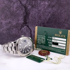Rolex Mens Datejust II 41mm Black Stick Dial Stainless Steel Oyster Ref 116334 10