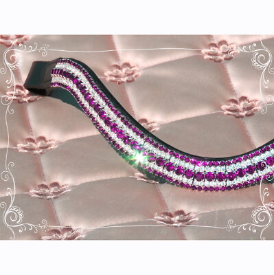 FSS Glimmer Crystal Stirnband FUCHSIA HOT PINK KLAR 5x Reihe Bling Curve U Form 