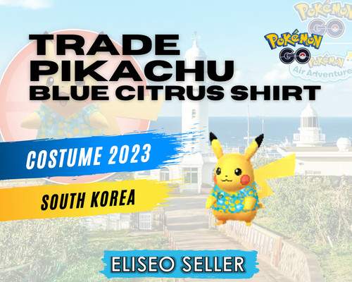 Pikachu Blue Citrus Shirt - Pokemon Pikachu South Korea GO - Jeju Island