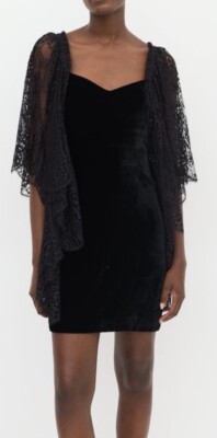 Roberto Cavalli Black Velvet Lace Sleeve Dress Runway  Retail $2200 NWT
