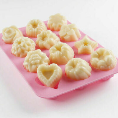 12 Herzen Blumen Form Formen Kuchen Muffin Seife Harz Kerze Badebomben Silikon