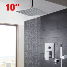 Bathroom 10" Mixer Control Square Rain Shower Units Wall Mount Tap Hand Sprayer