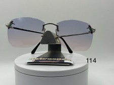 Vintage Oversize Sunglasses NOS Rimless Style Sea Flame Lens Silver Frame 80s 