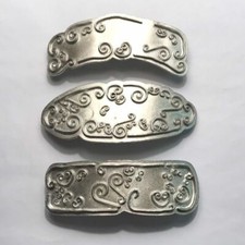 All Metal Vintage French Barrette Hair Clip Silver Curly Scroll Made in France