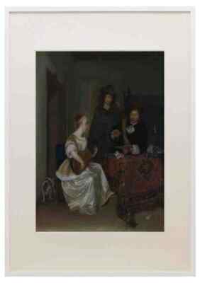 Gerard Ter Borch A Woman Playing A Theorbo To Two Men A3 A4 Framed Print Pictur