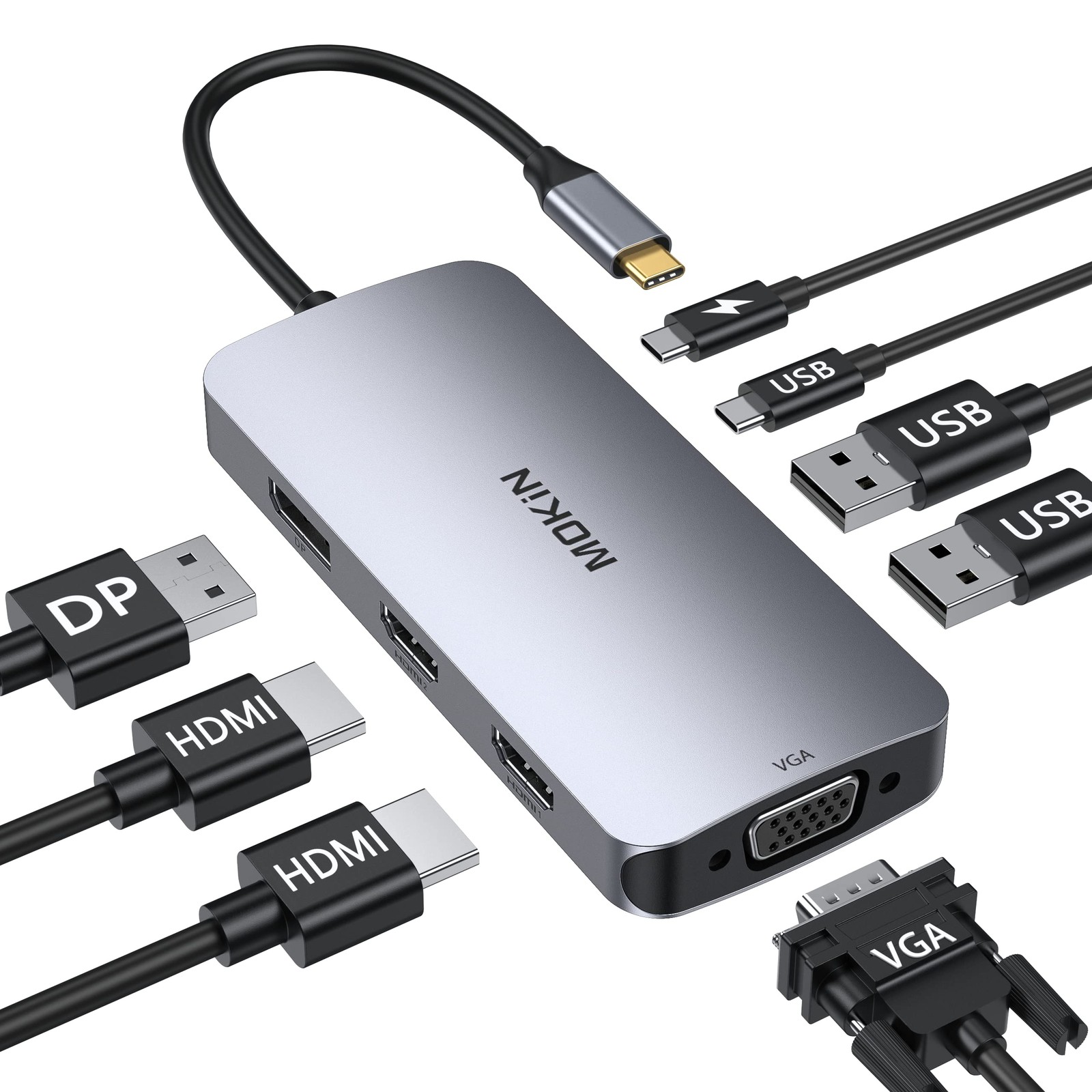 MOKiN USB C Docking Station 2 Monitor Dual HDMI DisplayPort VGA Ricarica PD